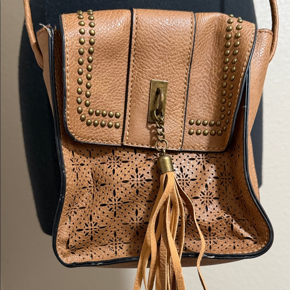 Brown Leather Tassel Bag